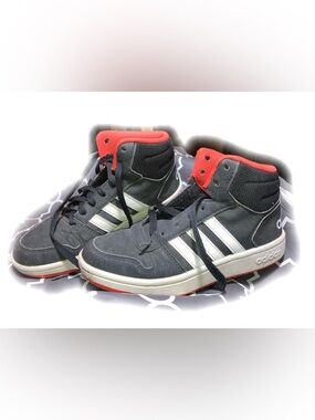 Adidas Big Kids Black and Red High-Top Sneakers